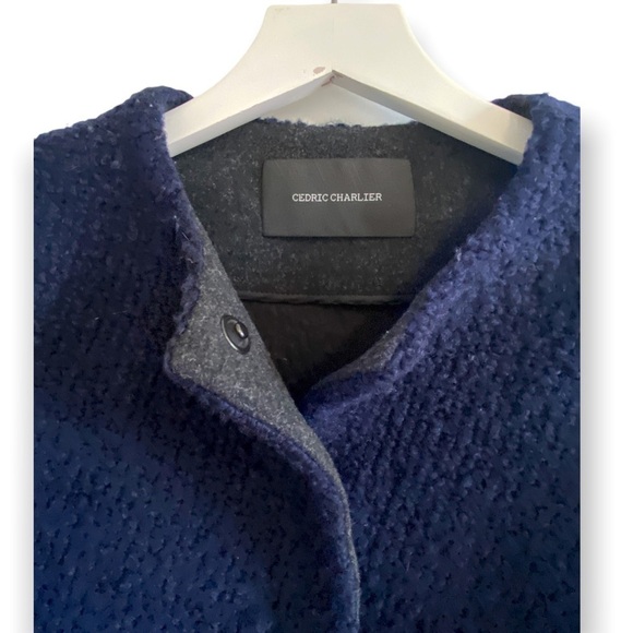 Cedric‎ Charlier Two-Tone Wool Coat Sz 4 - Picture 11 of 14